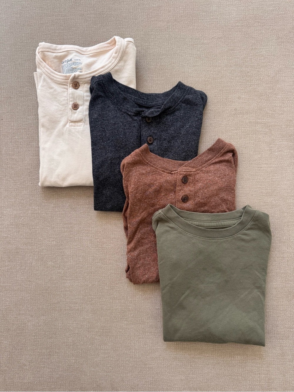 Boys Classic Long Sleeve Shirts - Olive, Brown, Charcoal, Cream